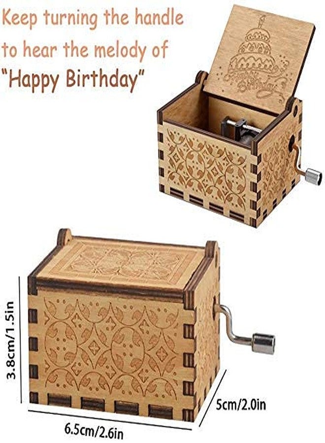 FUSKED Happy Birthday Music Box Hand Crank Musical Box Carved Wooden Music Boxes Mini(1 Piece) - Image 4
